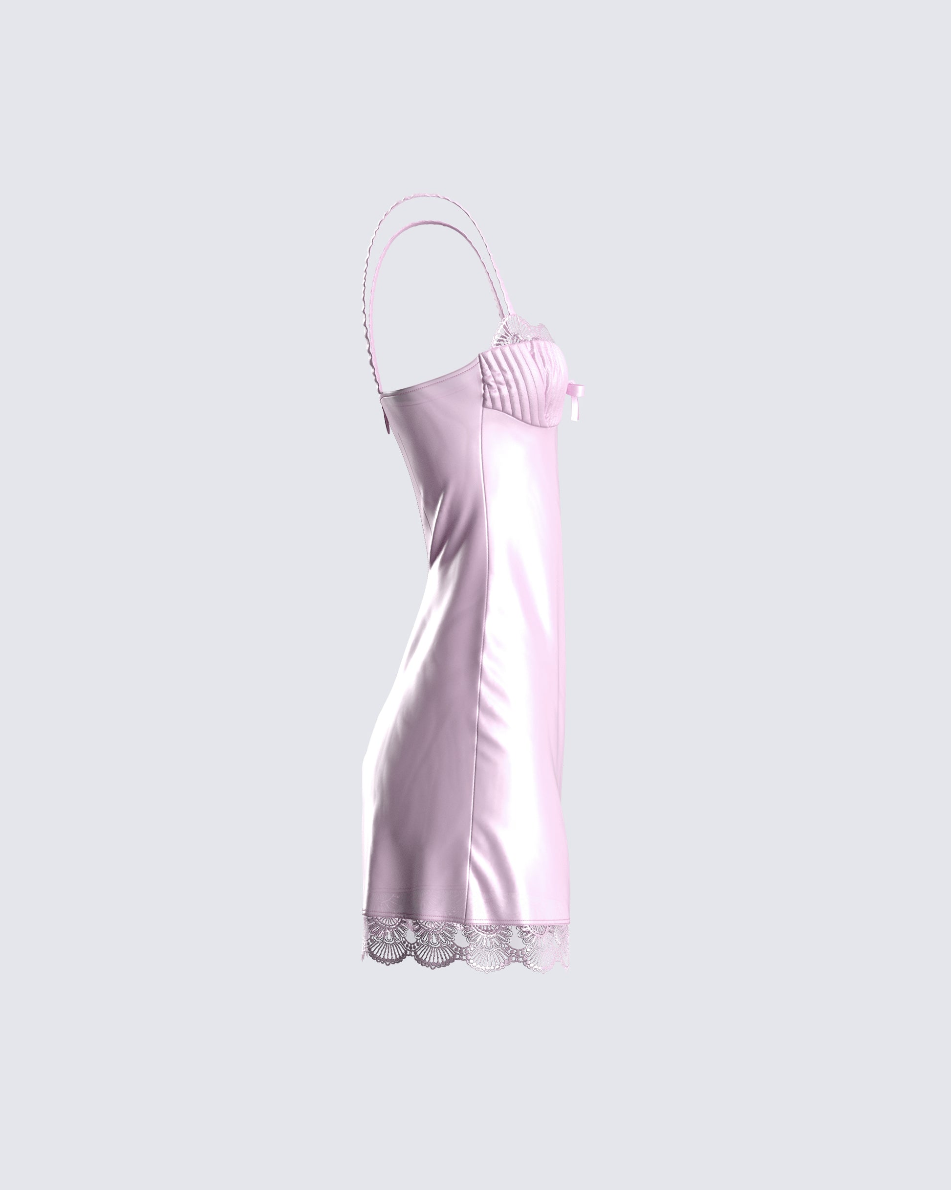 Pink Satin Mini Dress - Lace Trim Slip Dress FINESSE Pink Satin Mini Dress - Lace Trim Slip Dress FINESSE