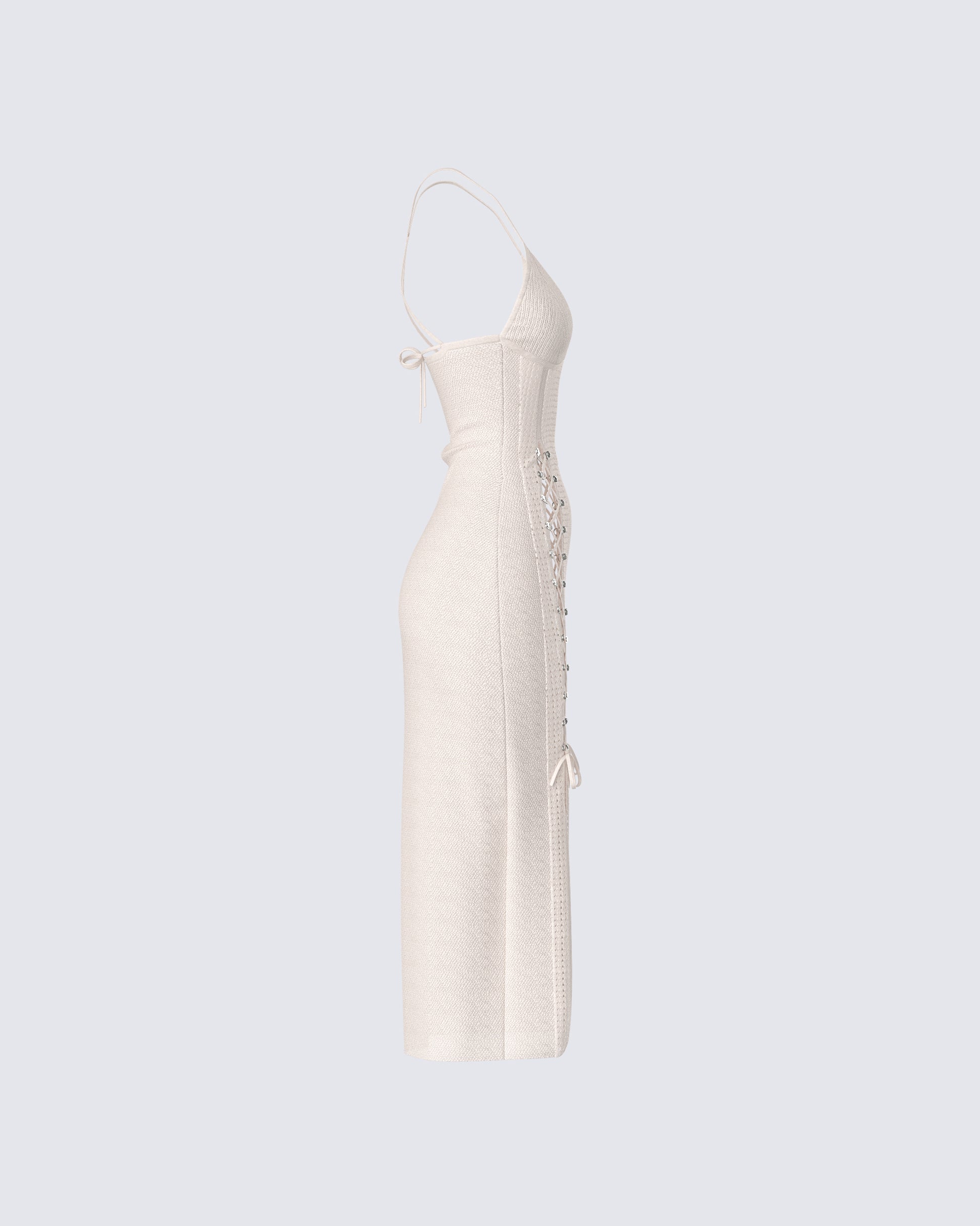 Ivory Crochet Midi Dress - Lace-Up Halter Vacation FINESSE Ivory Crochet Midi Dress - Lace-Up Halter Vacation FINESSE