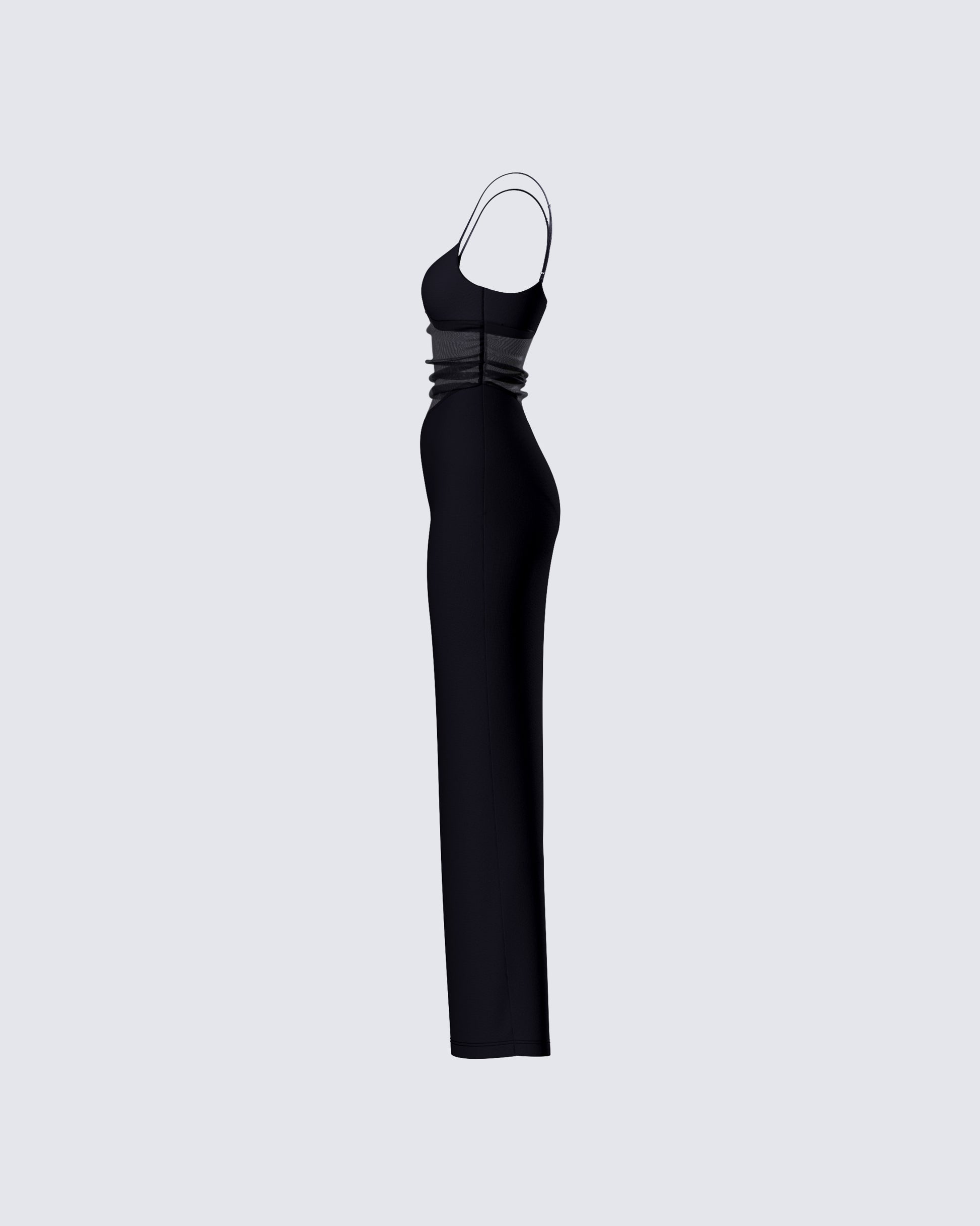black mesh front dress Lana Black Mesh Panel Ruched Maxi Dress, M / Black