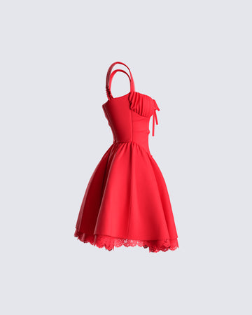 Brit Red Poplin Mini Dress