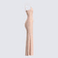 Lan Nude Rhinestone Maxi Dress