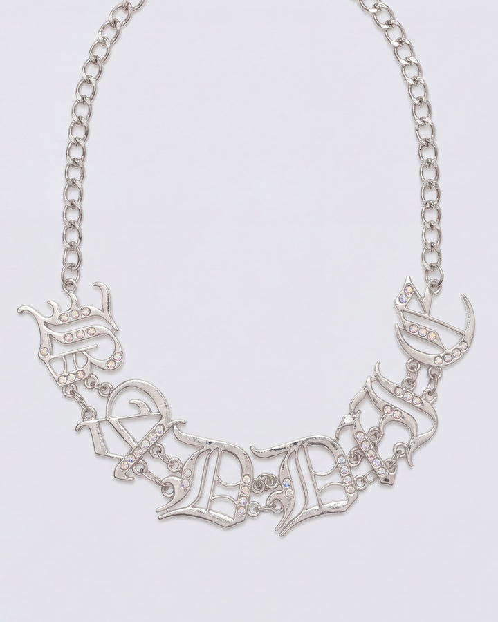 Evania Silver Baddie Diamante Choker