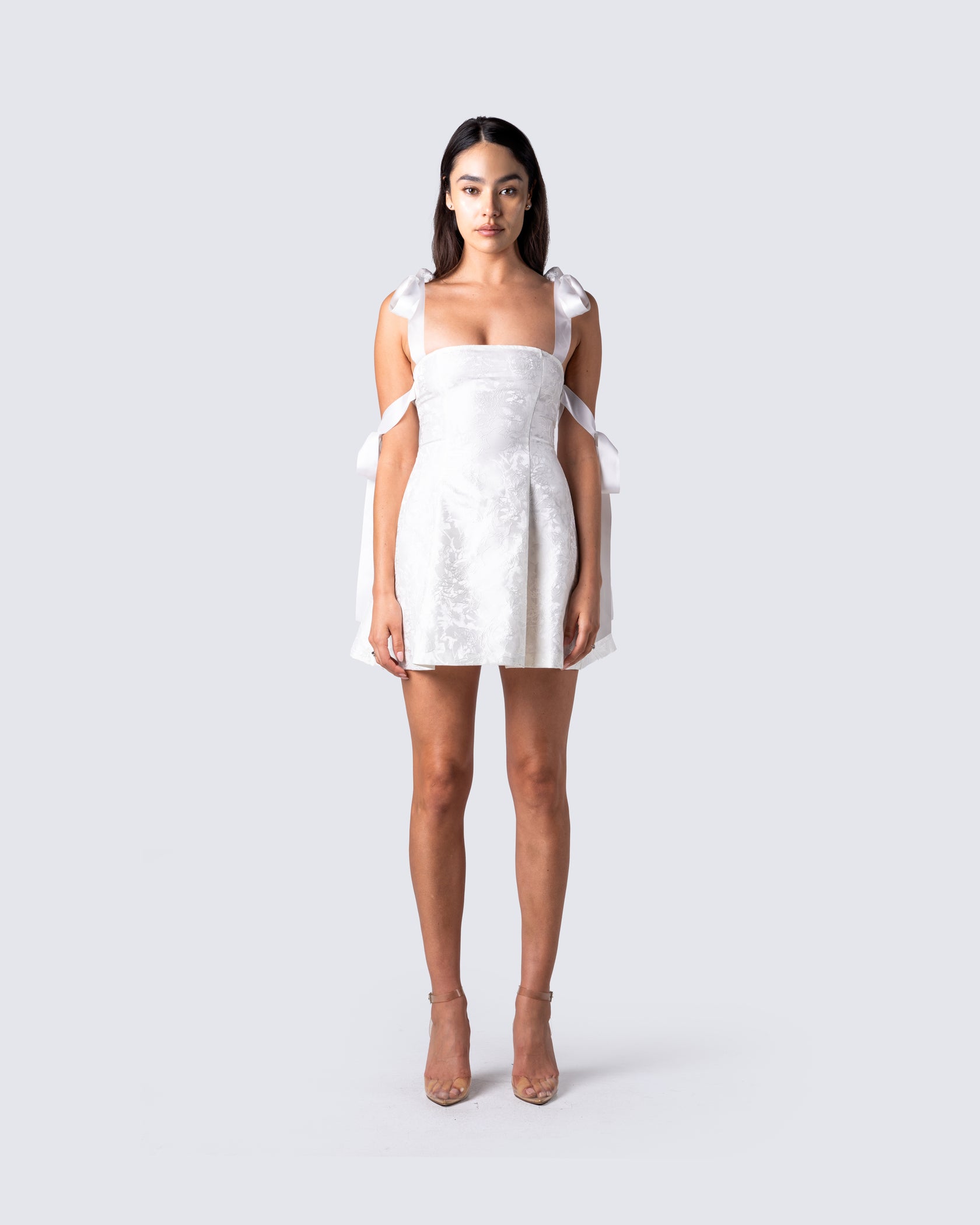 Valeria White Satin Mini Dress – FINESSE