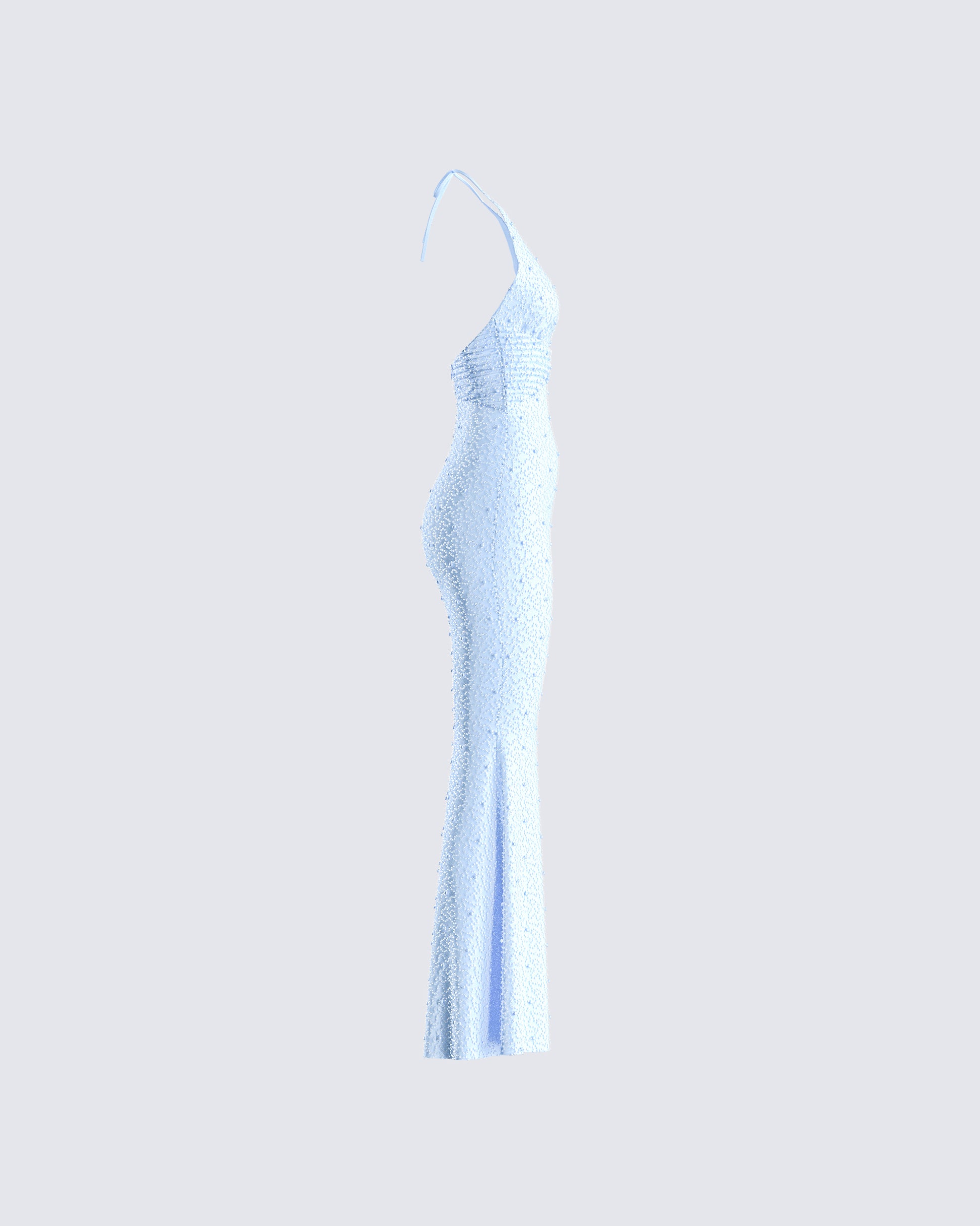 Baby Blue Beaded Maxi Dress - Halter Neck Sparkle FINESSE Baby Blue Beaded Maxi Dress - Halter Neck Sparkle FINESSE