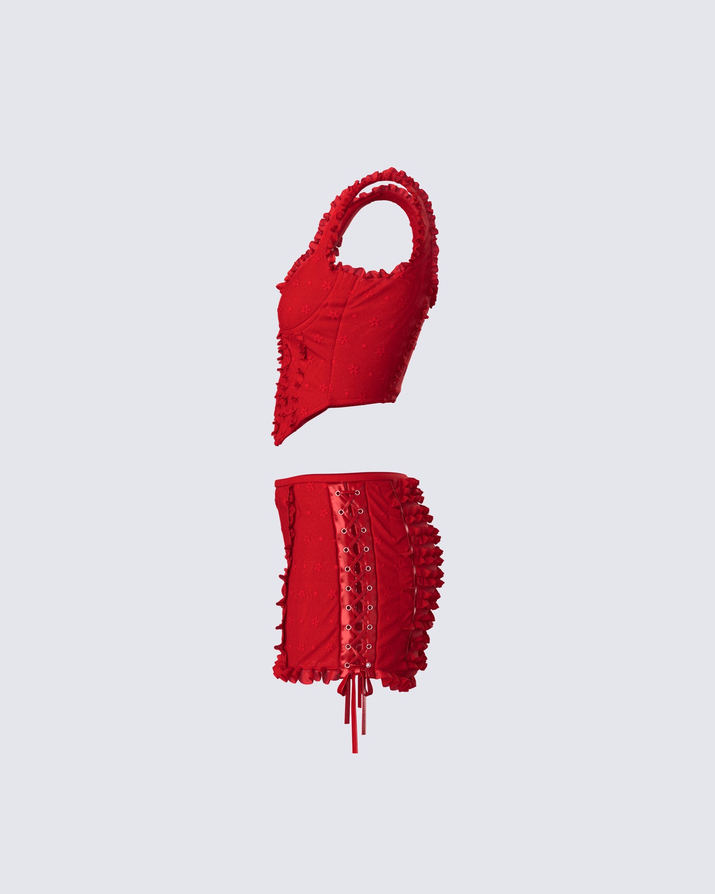 Kimona Red Ruffle Set