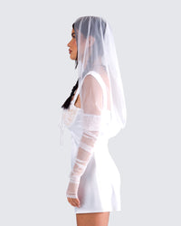 Alexa White Gauze Hooded Shrug