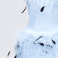 Meadow Blue Feather Backless Mini Dress
