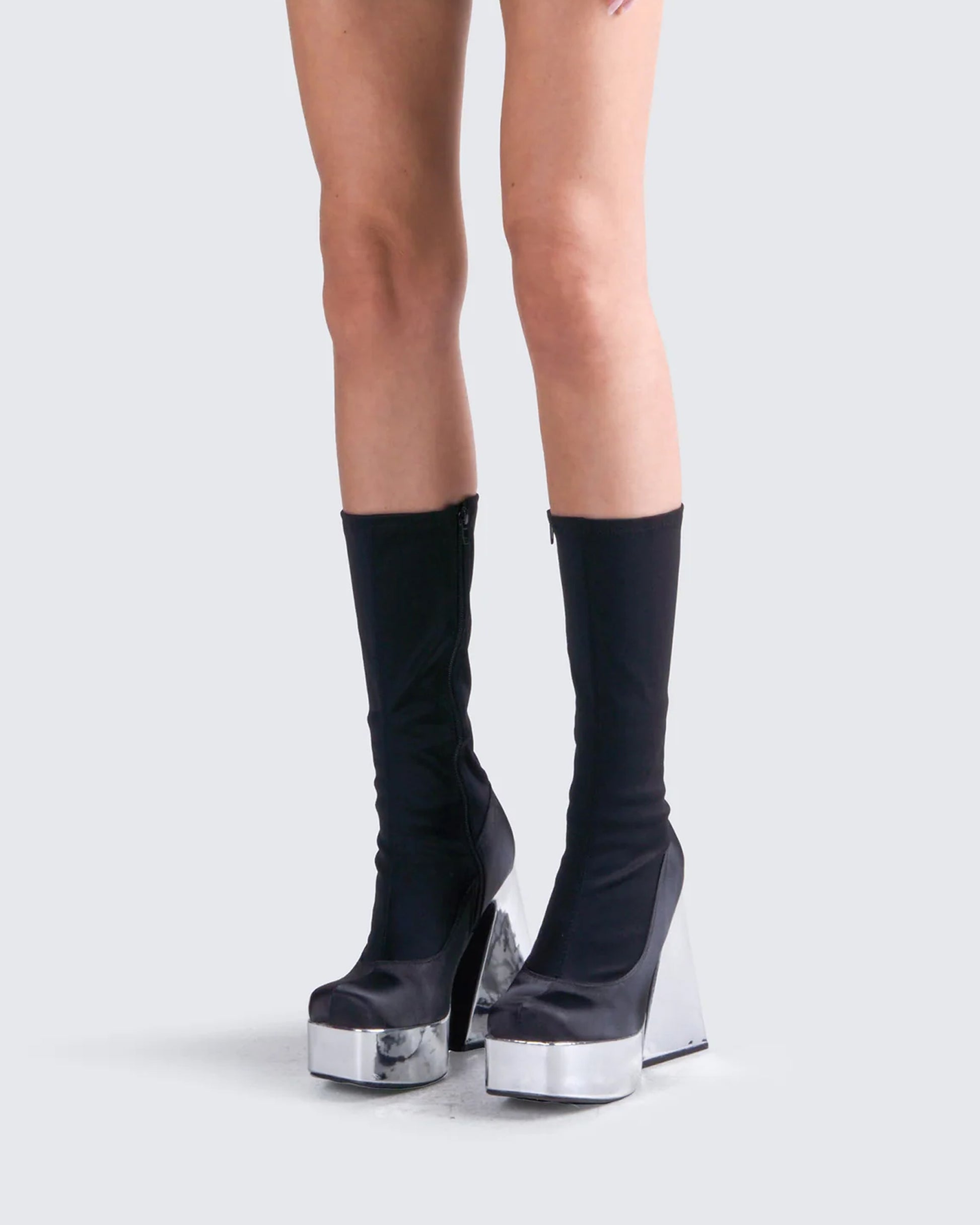 Marcil Black Heeled Platform Boot