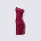 Darcie Pink Hand Beaded Sequin Mini Dress