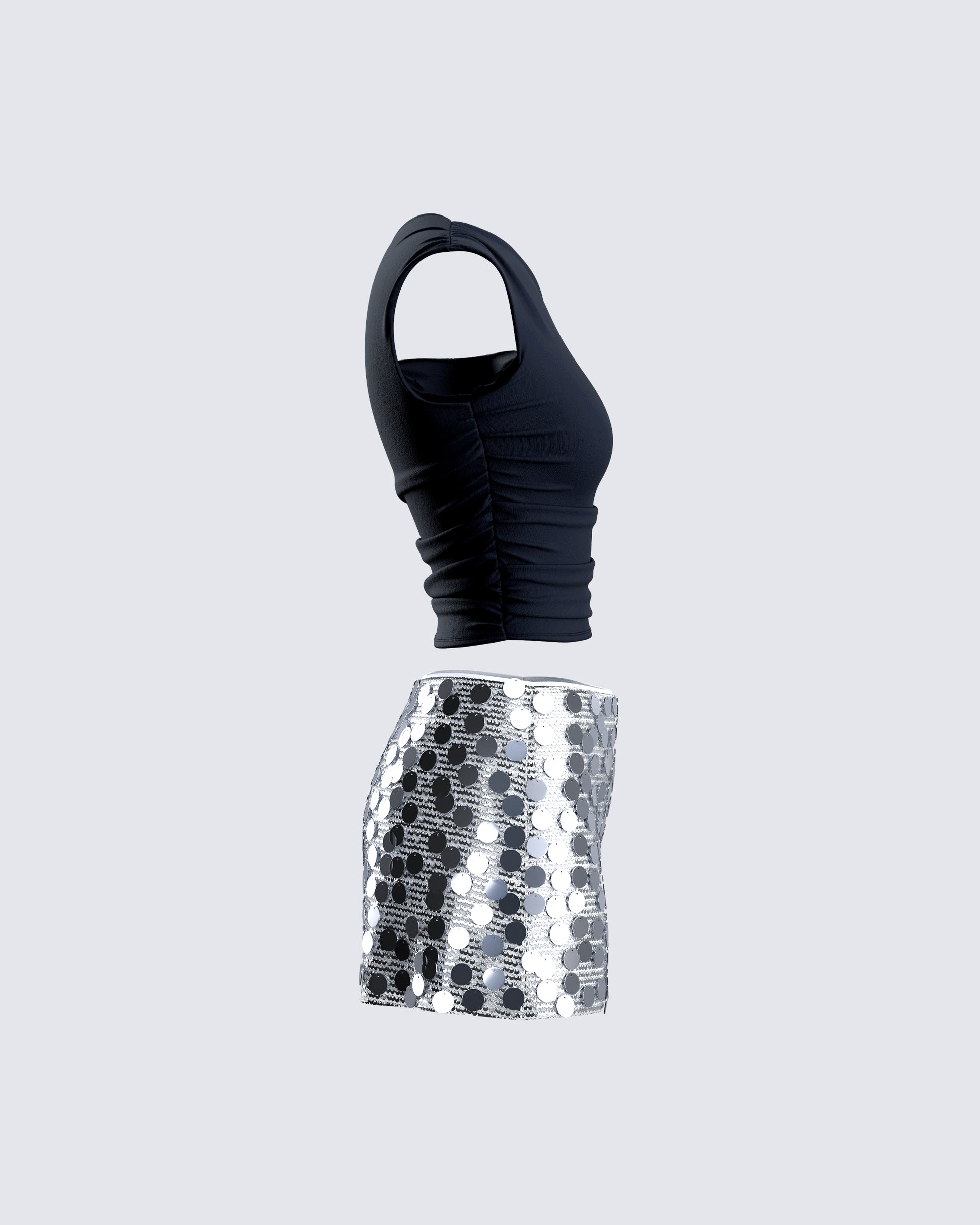 Philo Silver Sequin Mini Skirt – FINESSE
