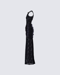 Lavinia Black Lace Cut Out Maxi Dress