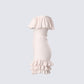 Winsley Peach Ruffle Knit Mini Dress