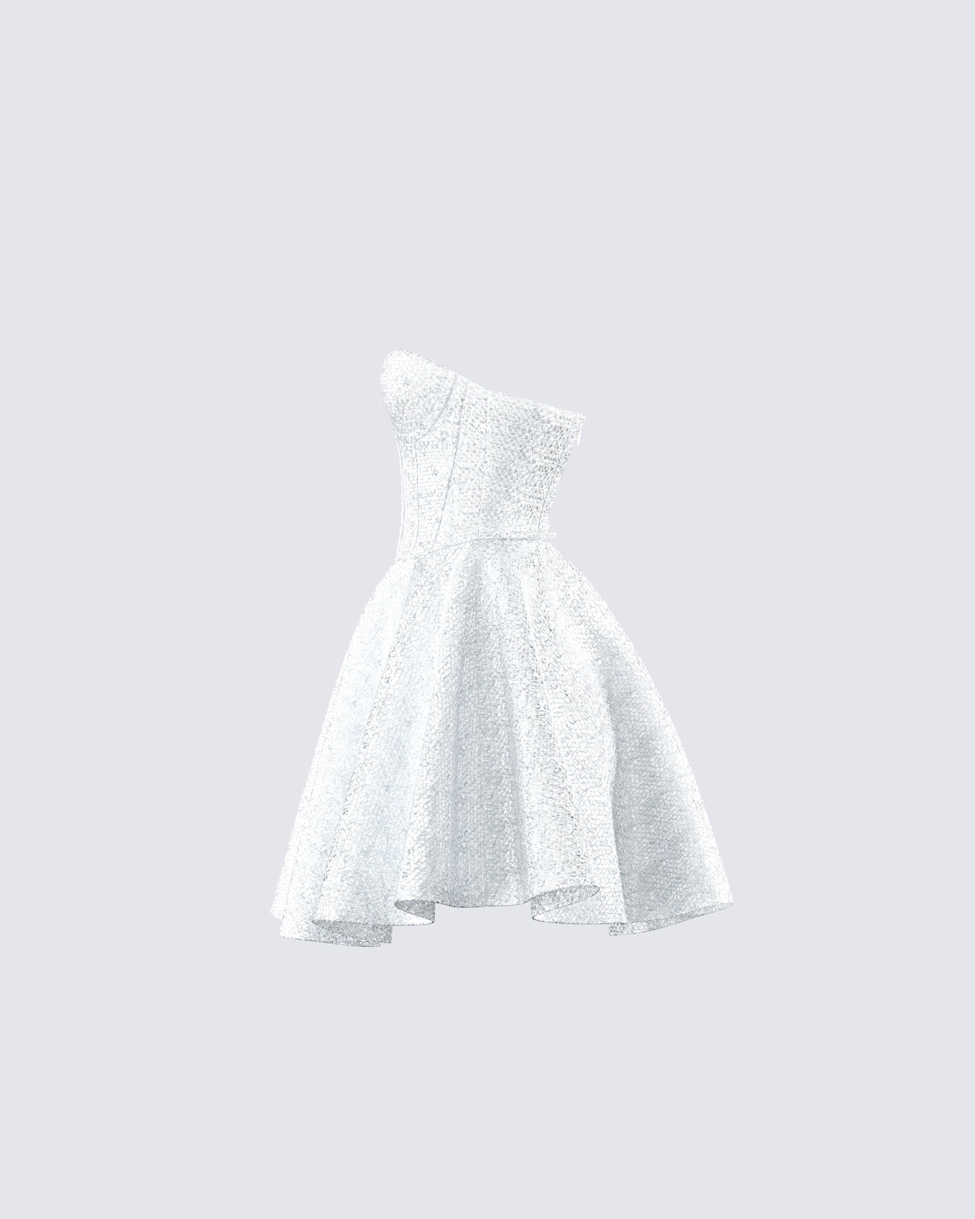 Silver Sequin Corset Mini Dress - Strapless Party FINESSE Silver Sequin Corset Mini Dress - Strapless Party FINESSE