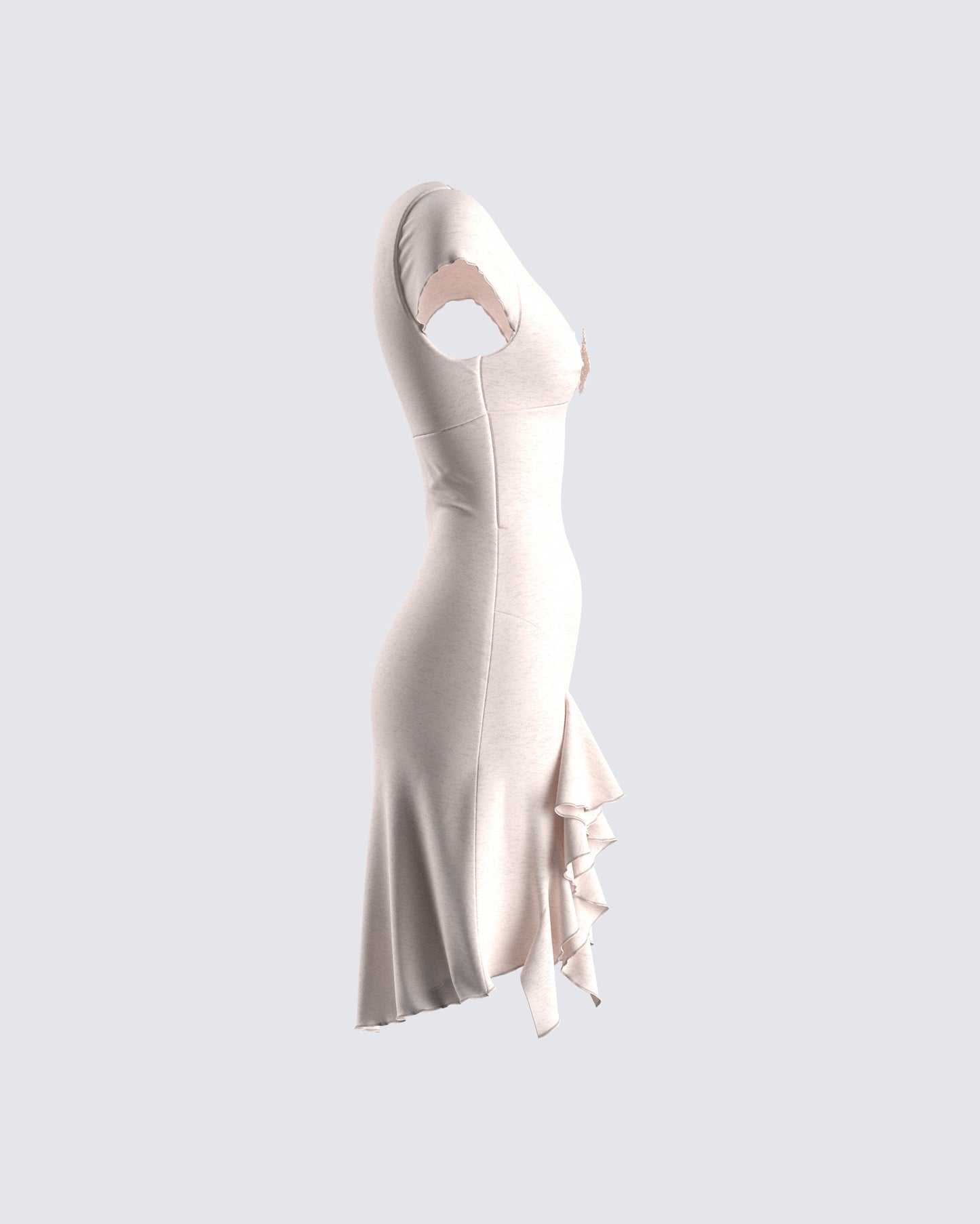 Tai Beige Jersey Ruffle Dress