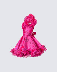 Eni Pink Floral Organza Mini Dress
