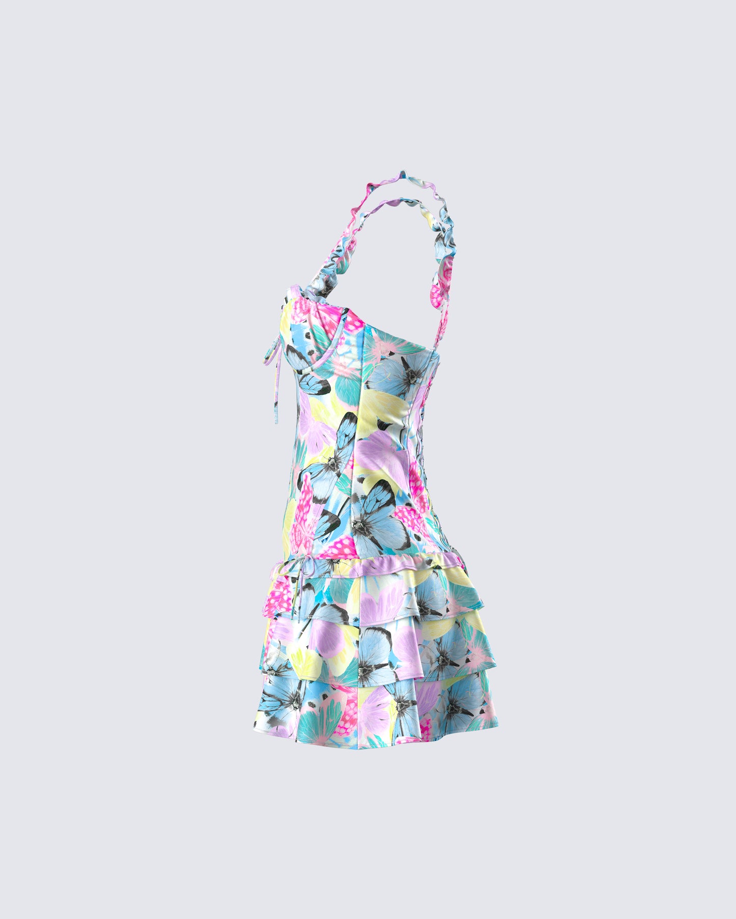 Odelle Printed Satin Ruffle Dress