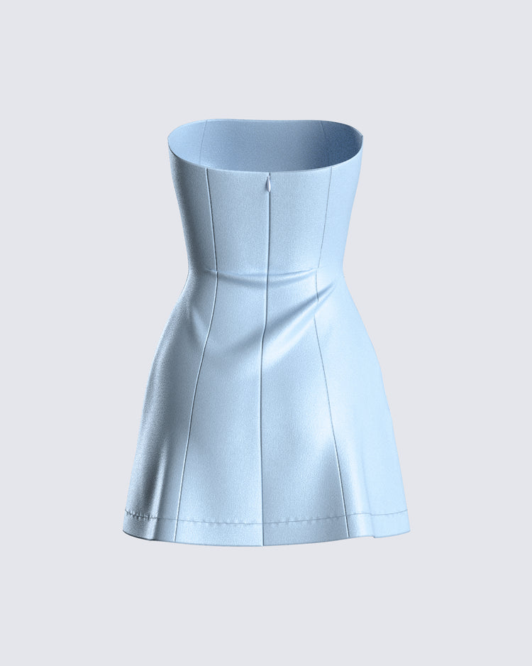 Velvi Reva Mini Dress - Light Blue