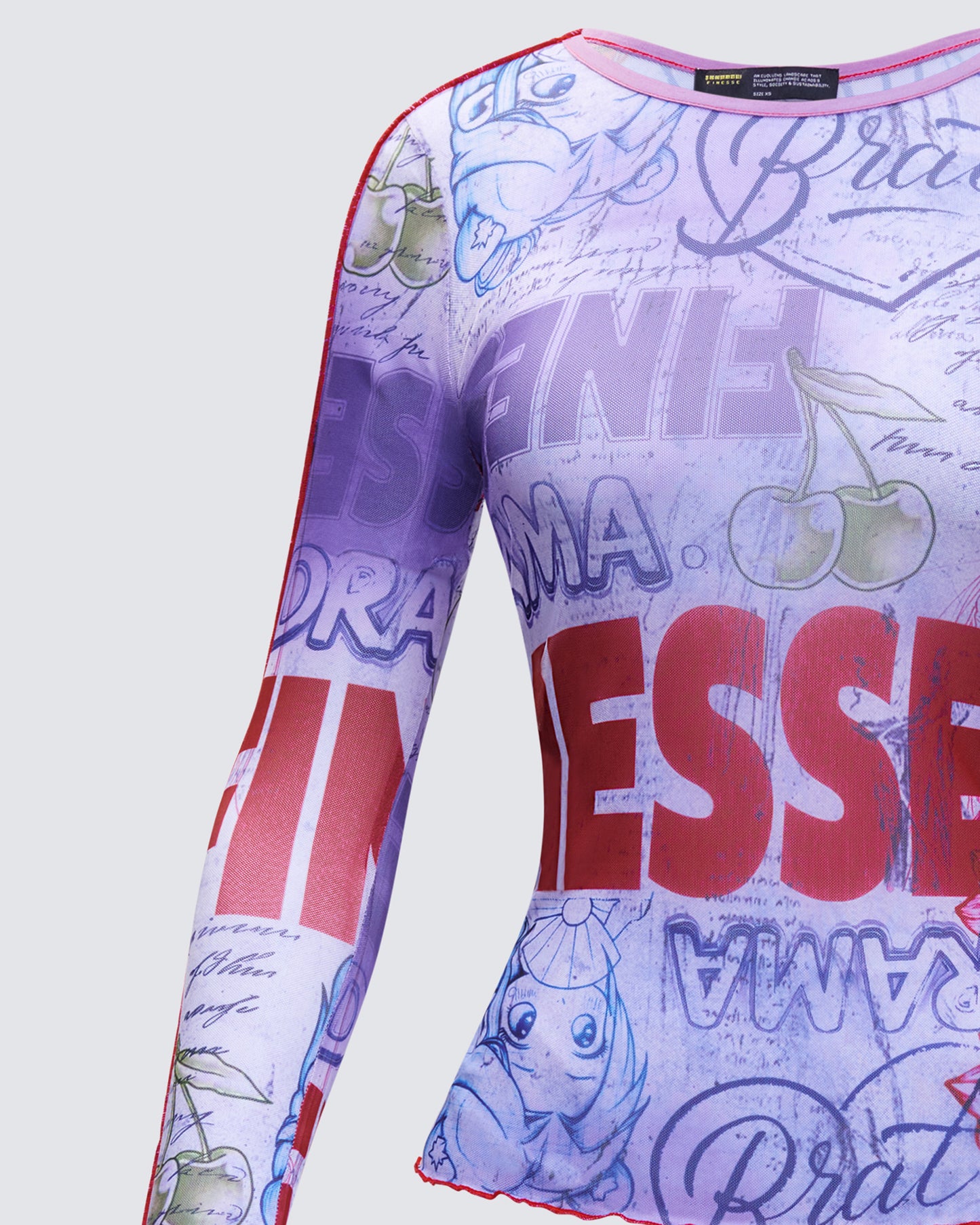 Cleodora Purple Printed Mesh Top