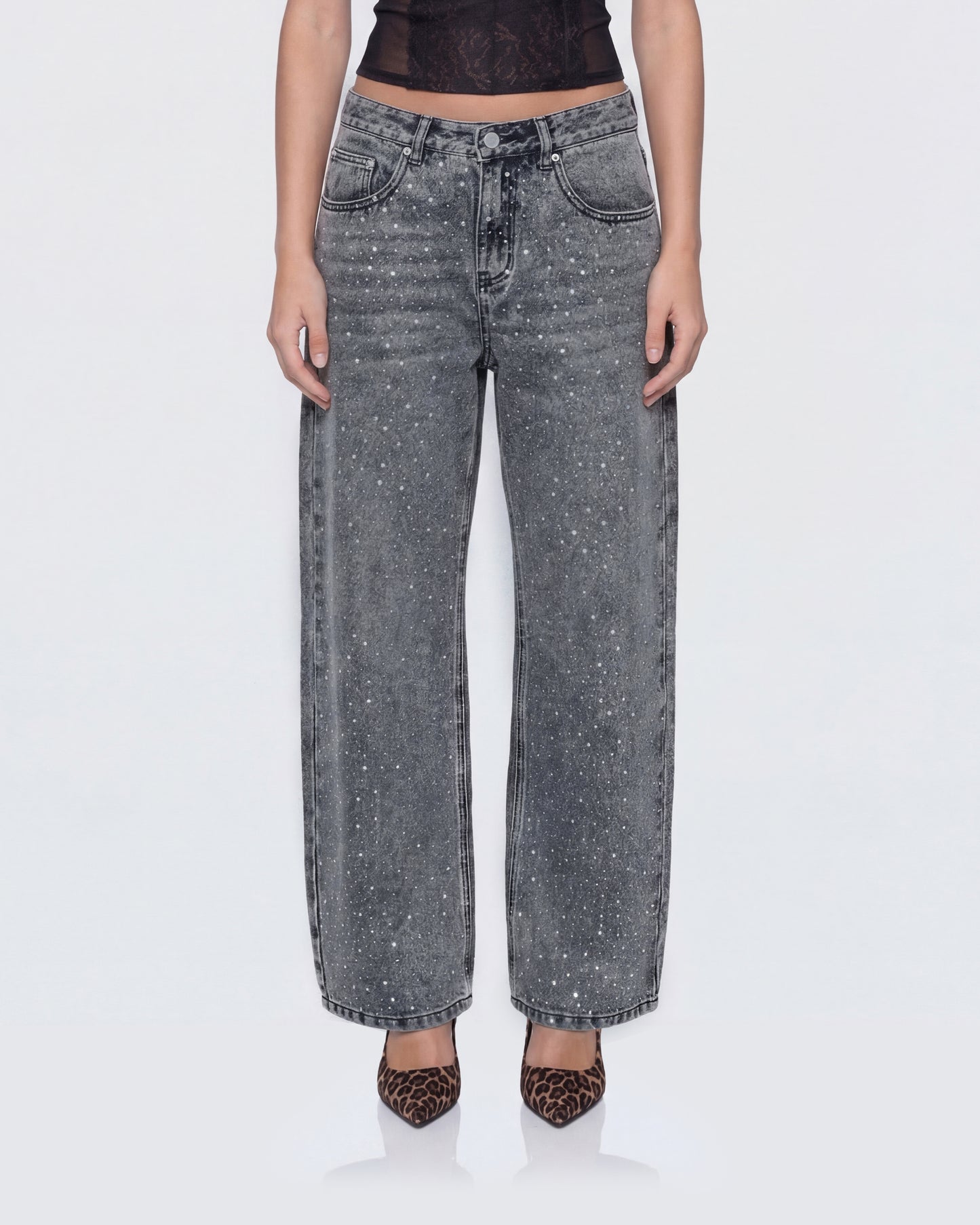 Amaya Grey Embellished Denim Jean