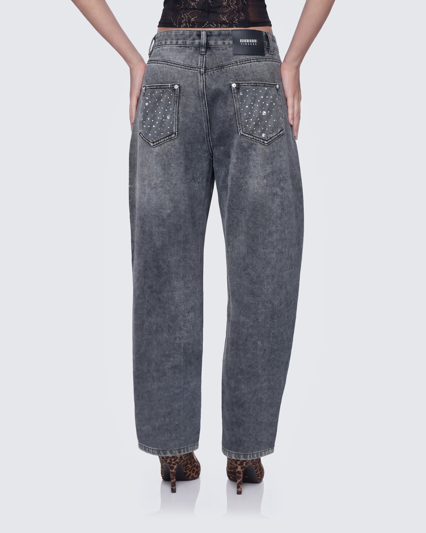 Amaya Grey Embellished Denim Jean