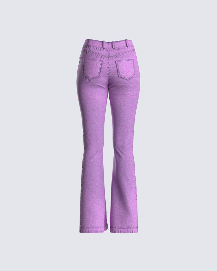 Janice Pink Mid Rise Flared Jean