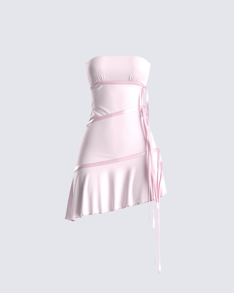 Ilona Pink Jersey Satin Tie Dress