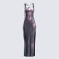 Kala Maroon Body Print Midi Dress