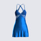 Bernadette Blue Lace Satin Dress