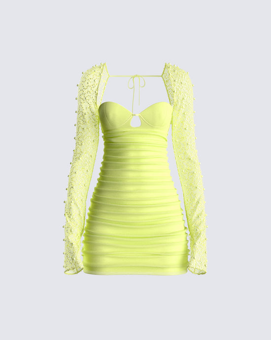 Eloise Lime Green Mesh Mini Dress – FINESSE