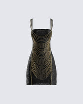 Katla Black Sequin Chain Dress – FINESSE