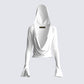Inga White Knit Hooded Draped Top