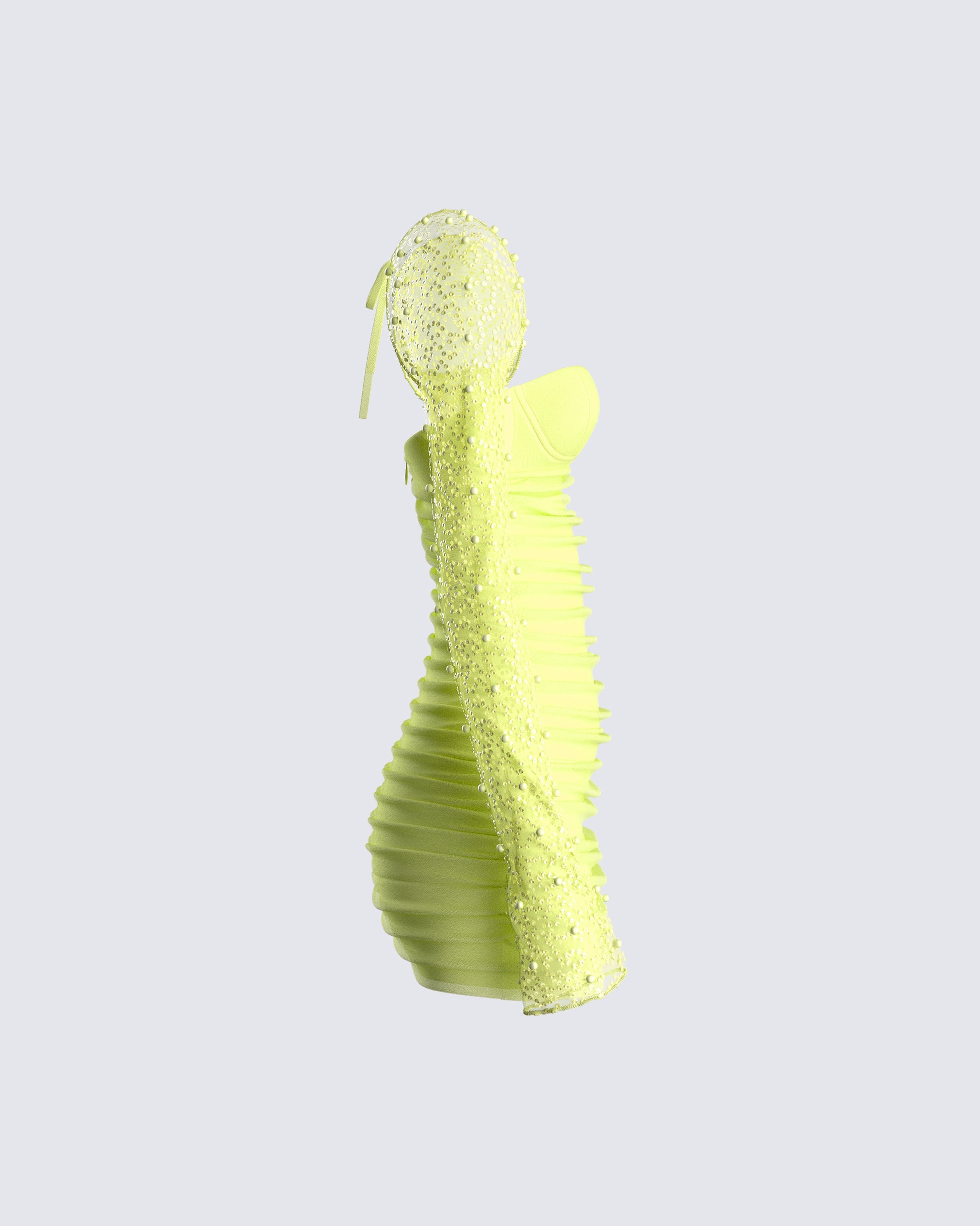 Lime Green Mesh Bodycon Mini Dress - Long Sleeve Party XS Lime Green Mesh Bodycon Mini Dress - Long Sleeve Party XS
