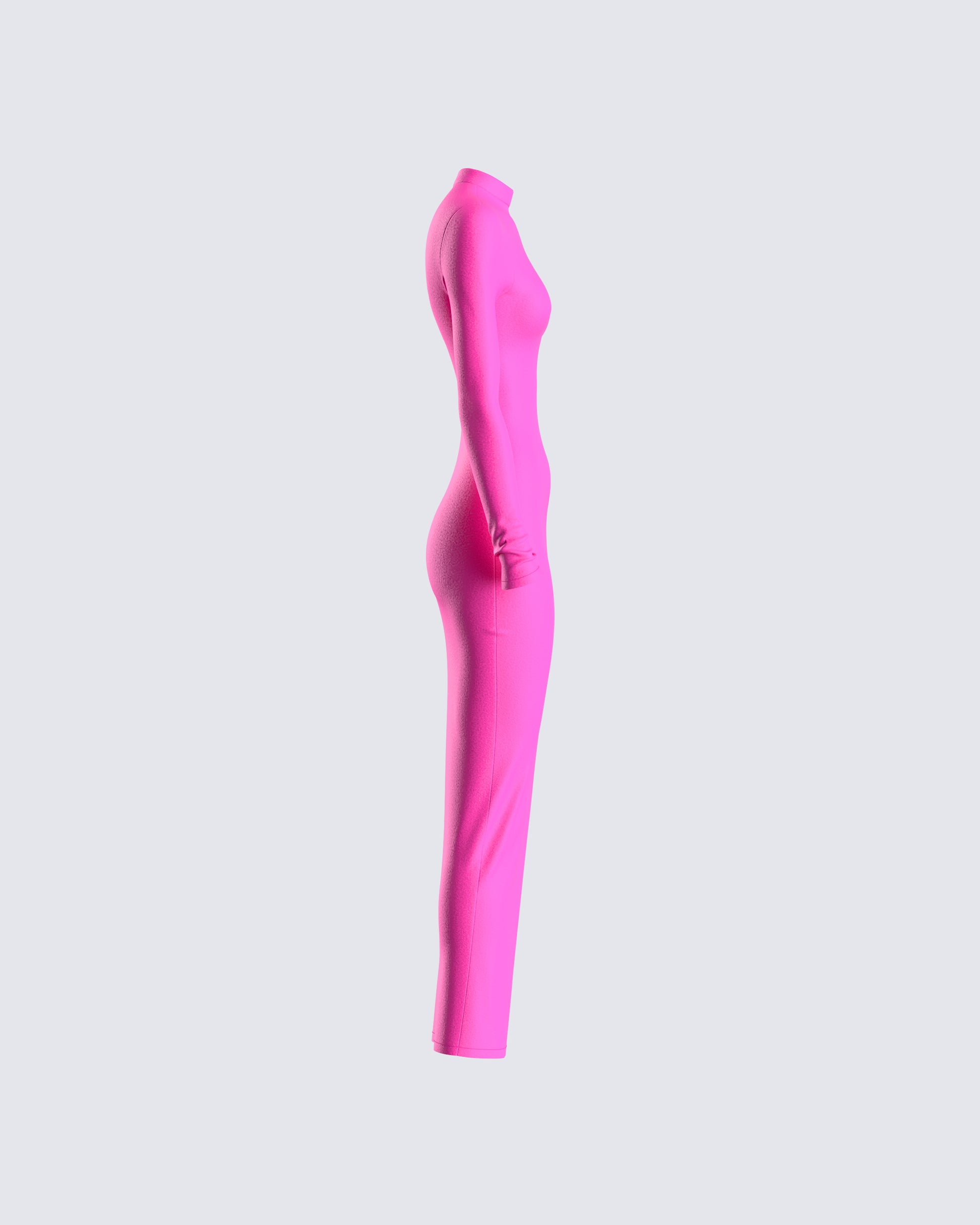 Hot Pink Bodycon Maxi Dress - Long Sleeve Ribbed FINESSE Hot Pink Bodycon Maxi Dress - Long Sleeve Ribbed FINESSE