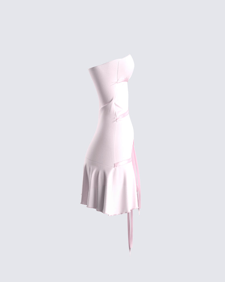 Ilona Pink Jersey Satin Tie Dress