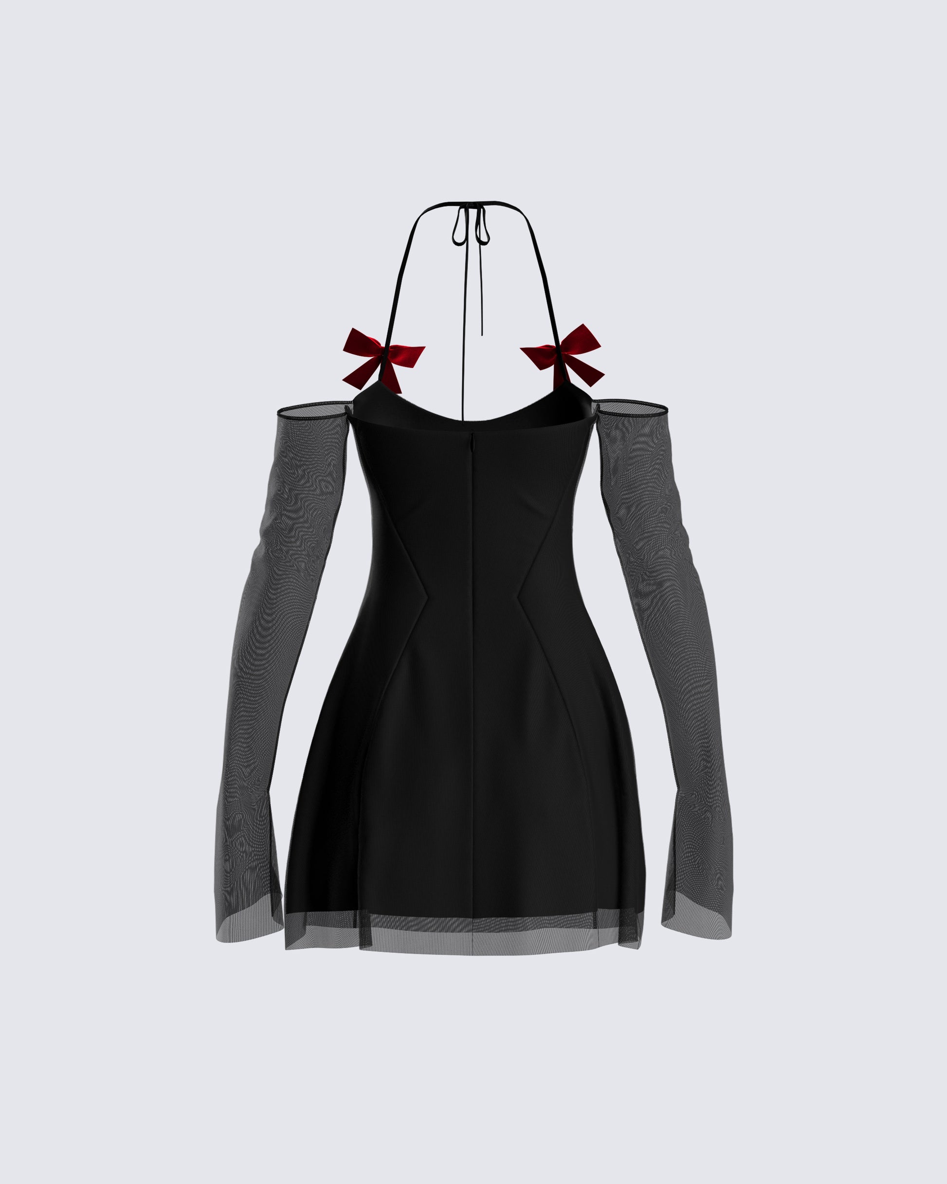 Black Off Shoulder Mini Dress - Sheer Sleeves Party FINESSE Black Off Shoulder Mini Dress - Sheer Sleeves Party FINESSE