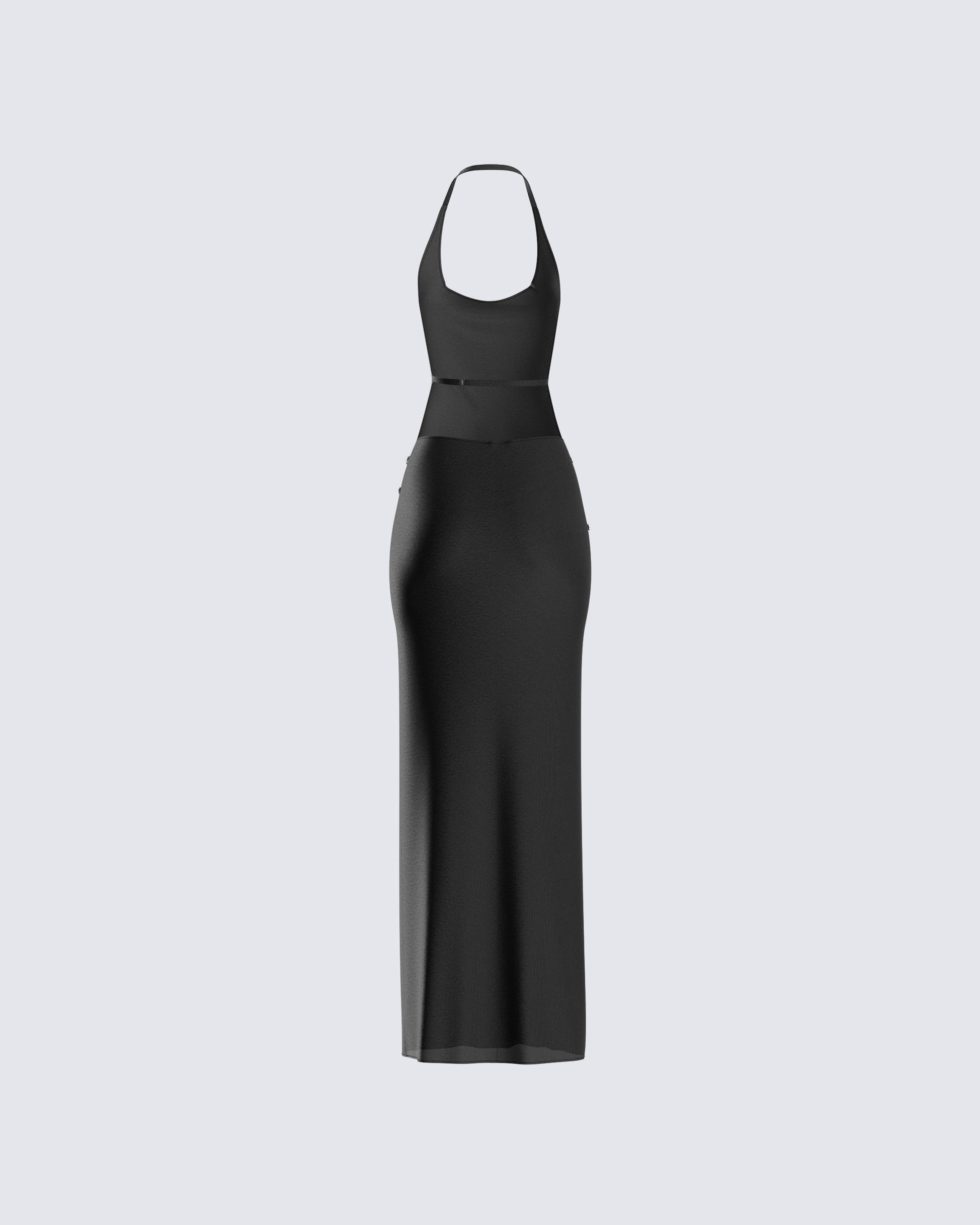 Black Halter Maxi Dress - Chain Detail Formal Gown FINESSE Black Halter Maxi Dress - Chain Detail Formal Gown FINESSE