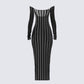 Meritt Black Stripe Midi Dress