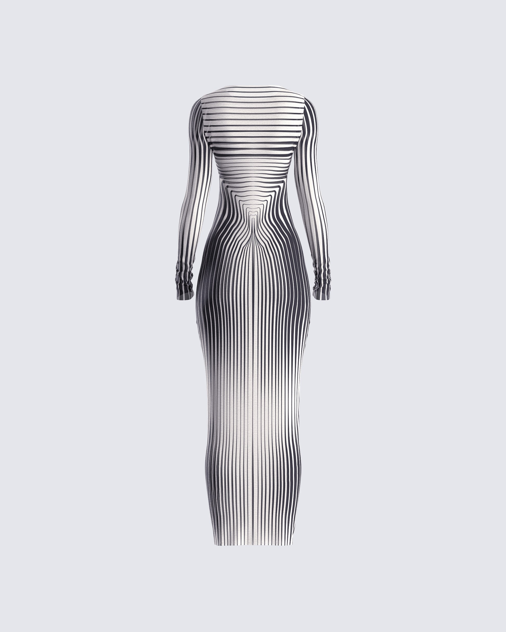 Black Optical Illusion Maxi Dress - Long Sleeve Bodycon FINESSE Black Optical Illusion Maxi Dress - Long Sleeve Bodycon FINESSE