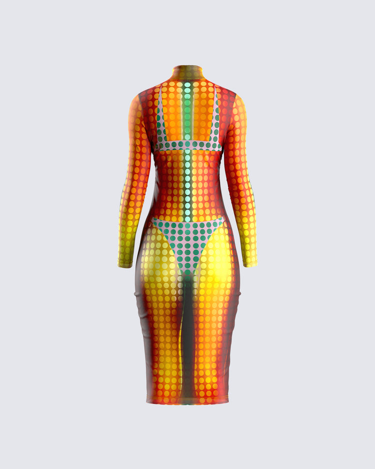 Amira Multi Polka Dot Print Dress