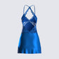 Bernadette Blue Lace Satin Dress