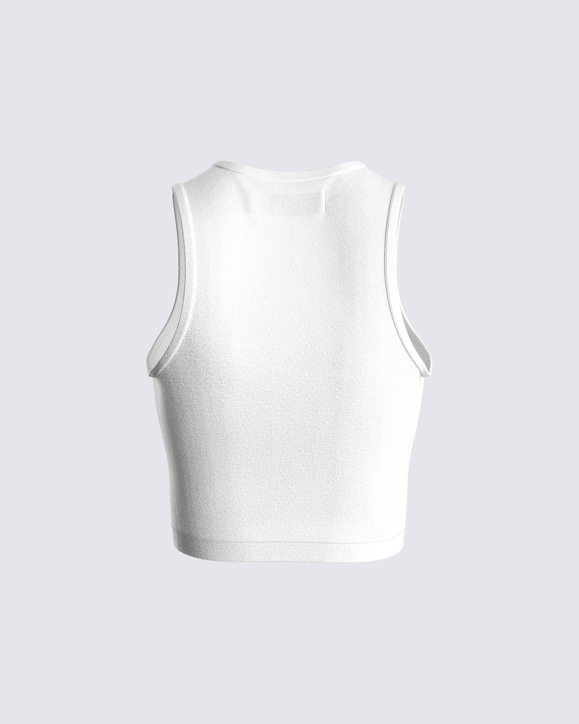 White cropped outlet vest top