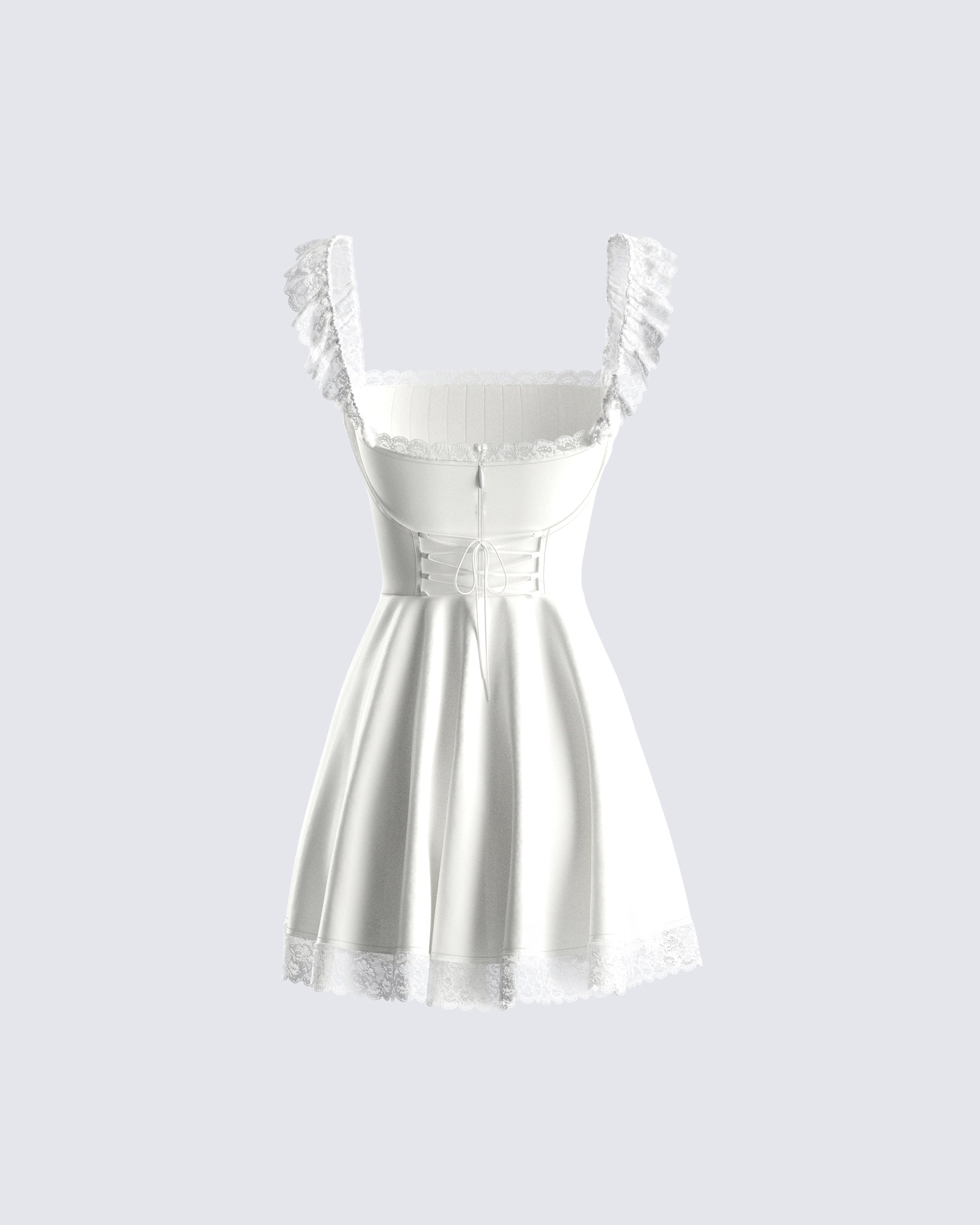 Cove White Lace Trim Mini Dress – FINESSE