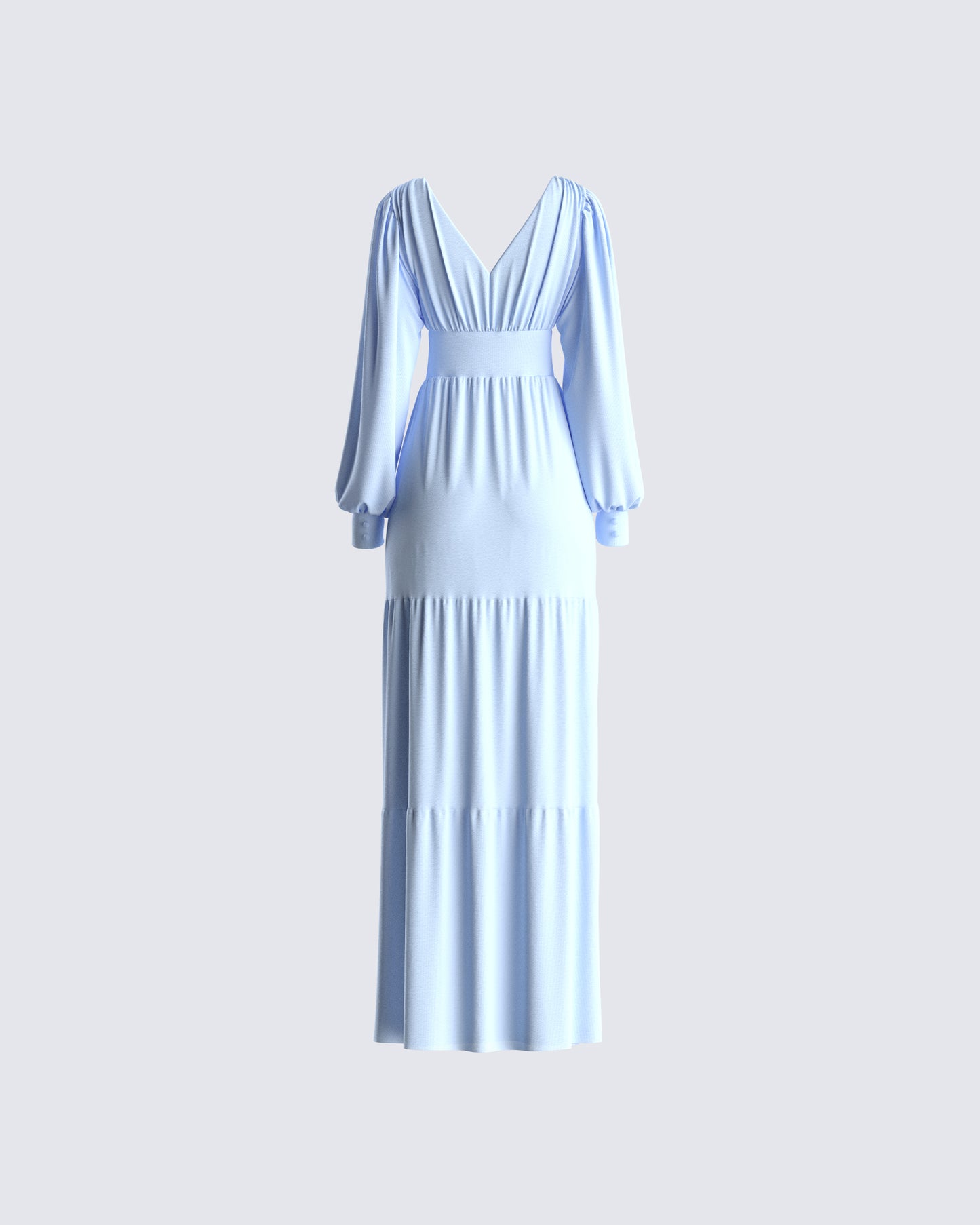 Blue Tiered Maxi Dress - Long Sleeve Empire Waist FINESSE Blue Tiered Maxi Dress - Long Sleeve Empire Waist FINESSE