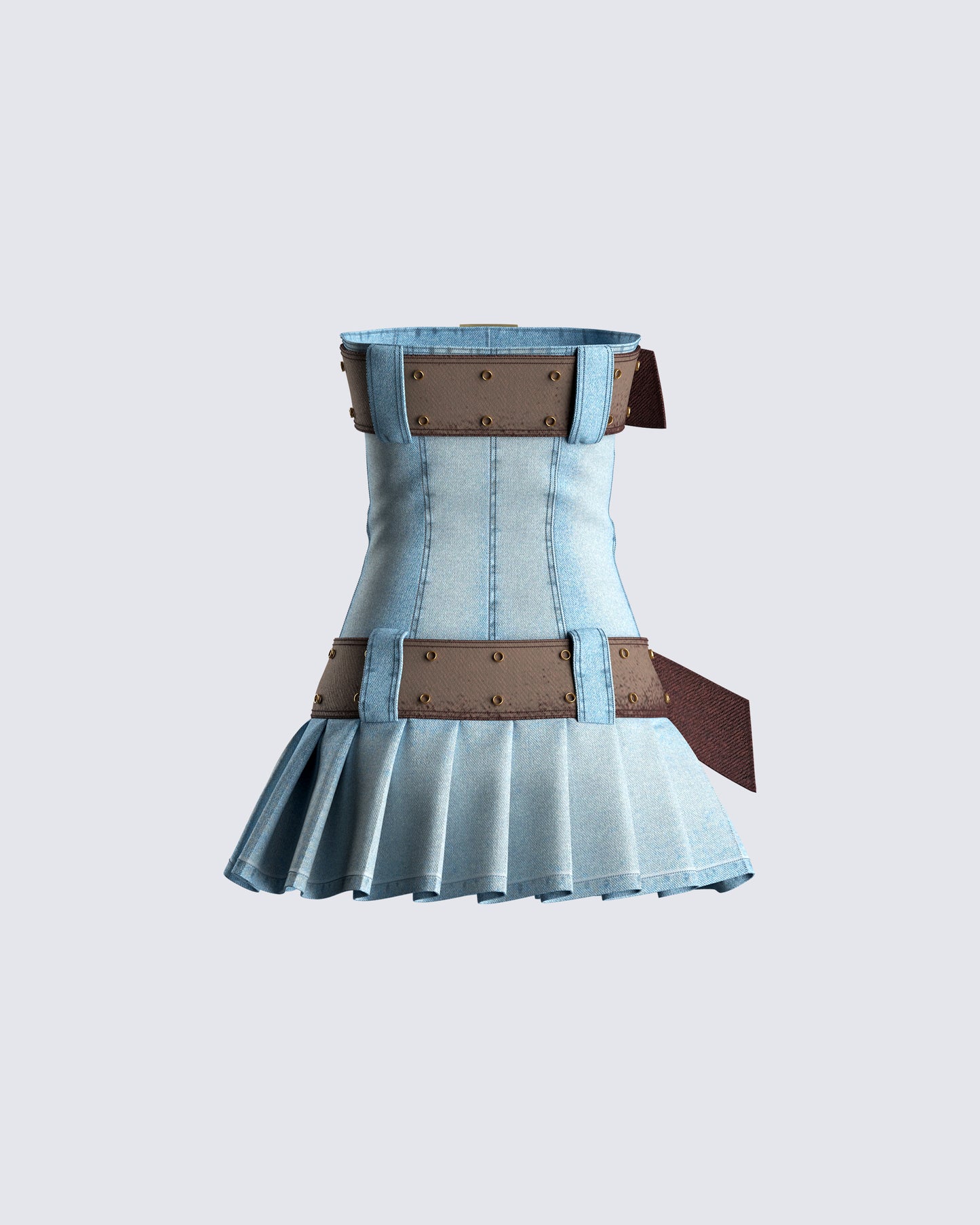 Cambry Blue Pleated Denim Dress