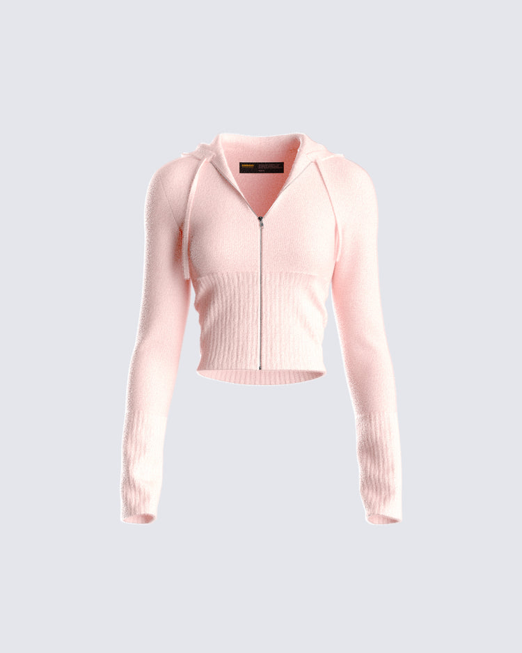 Alyssa Pink Knit Cropped Jacket
