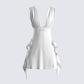 Enzo White Chiffon Mini Dress