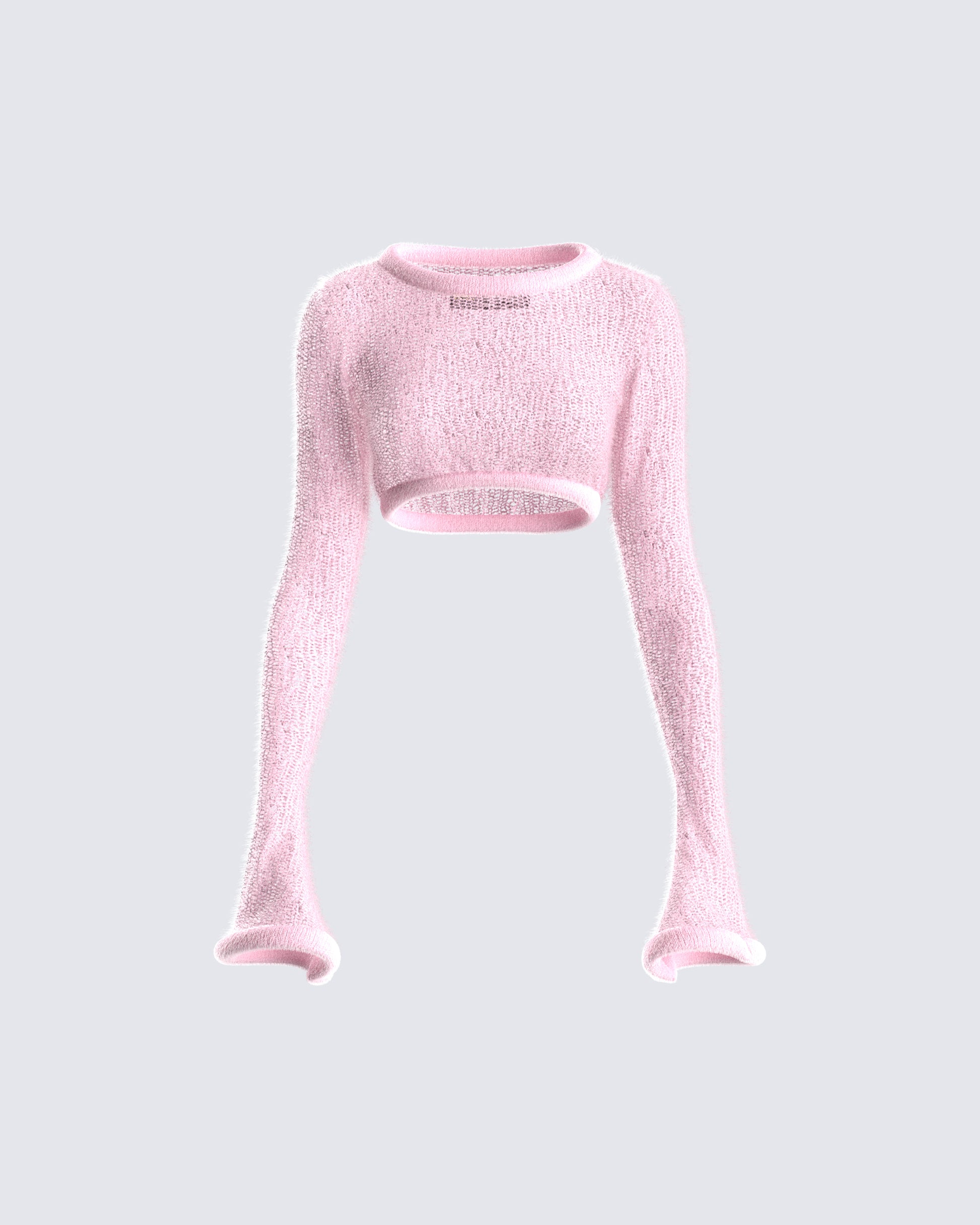 Senga Pink Cropped Sweater Top – FINESSE