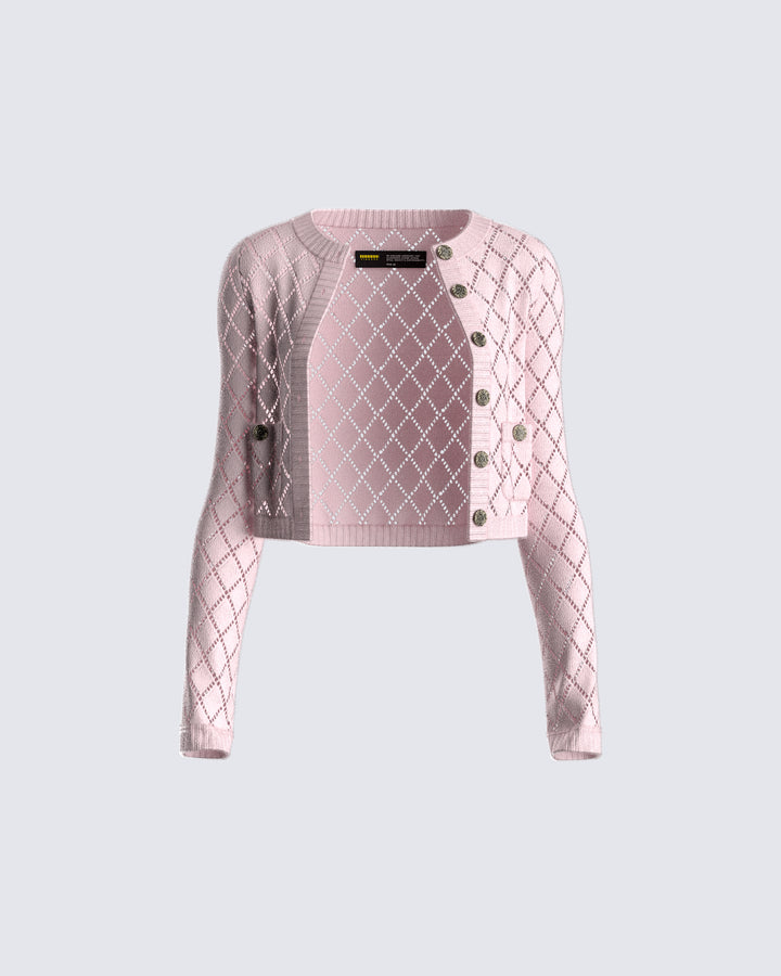 celine pink pattern knit mini dress Pink Knit Two-Piece Set