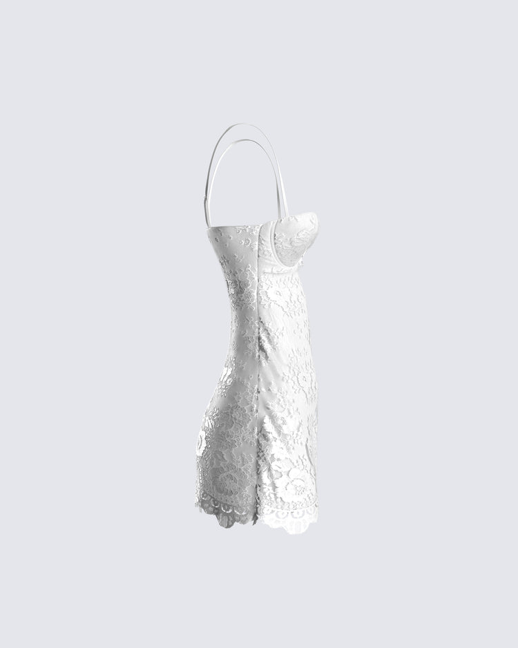 Suzette White Lace Mini Dress