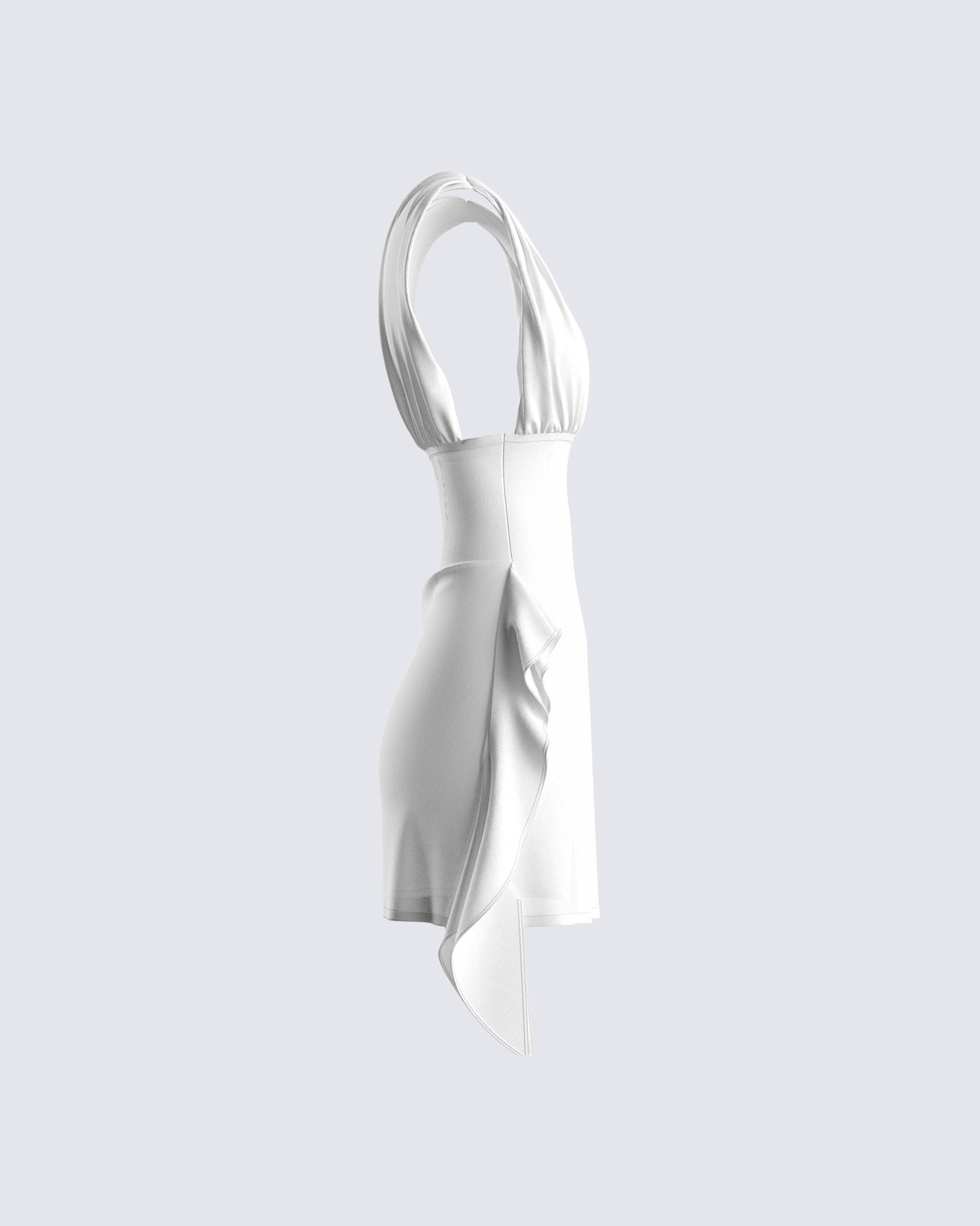 Enzo White Chiffon Mini Dress – FINESSE